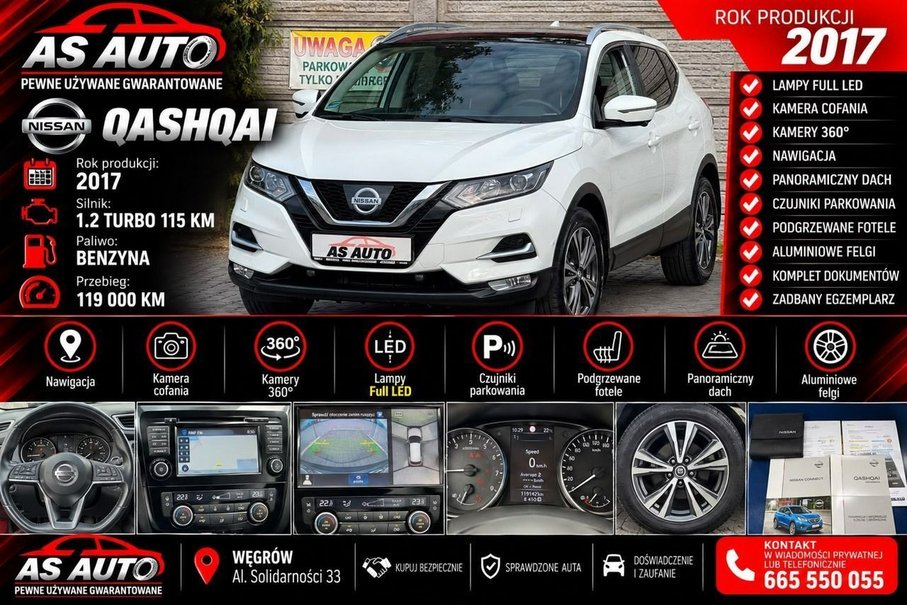 Nissan Qashqai 1,2DIG-T 115KM Connecta/Navi/Kamera360/FullLed/Panorama/PDC/Alu18/ACC